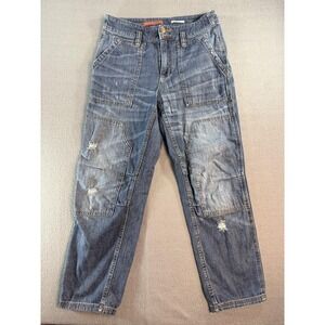 Pilcro Jeans Womens 28 Medium Wash Blue High Rise Cargo Double Knee Wide Leg